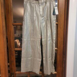 Ralph Lauren SZ 8  NWT 100% Linen Gold Spec Cuff Pants
